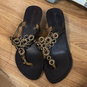 Embellished Brown Sandals